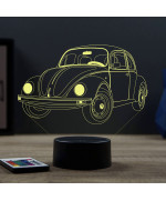 Lampe illusion 3D en verre acrylique gravée au laser représentant une voiture VW coccinelle cox.