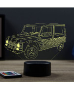 Lampe illusion 3D en verre acrylique gravée au laser représentant une voiture Citroën Méhari.