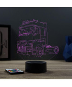 Lampe illusion 3D en verre acrylique gravée au laser représentant une voiture Renault Magnum.