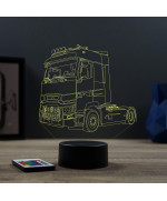 Lampe illusion 3D en verre acrylique gravée au laser représentant une voiture Renault Magnum.