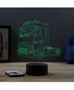 Lampe illusion 3D en verre acrylique gravée au laser représentant une voiture Renault Magnum.