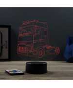 Lampe illusion 3D en verre acrylique gravée au laser représentant une voiture Renault Magnum.