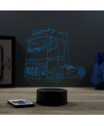 Lampe illusion 3D en verre acrylique gravée au laser représentant une voiture Renault Magnum.