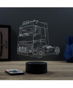 Lampe illusion 3D en verre acrylique gravée au laser représentant une voiture Renault Magnum.