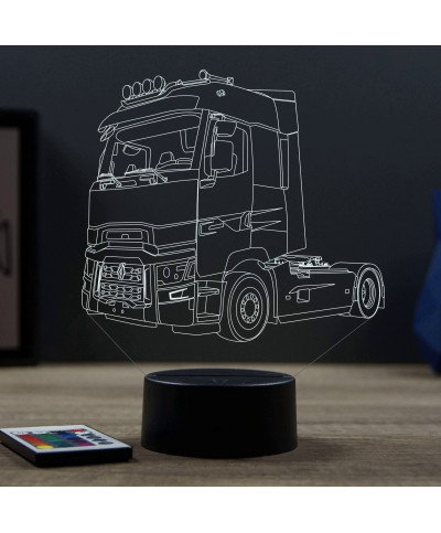 Lampe illusion 3D en verre acrylique gravée au laser représentant une voiture Renault Magnum.