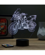 Lampe illusion 3D en verre acrylique gravée au laser représentant une moto BMW R  1250 GS.