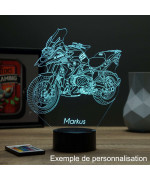 Lampe illusion 3D en verre acrylique gravée au laser représentant une moto BMW R  1250 GS.