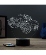 Lampe illusion 3D en verre acrylique gravée au laser représentant une moto Can-Am Spyder.
