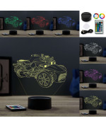 Lampe illusion 3D en verre acrylique gravée au laser représentant une moto Can-Am Spyder.