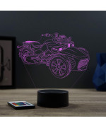 Lampe illusion 3D en verre acrylique gravée au laser représentant une moto Can-Am Spyder.