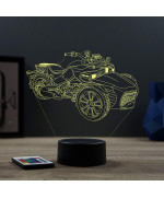 Lampe illusion 3D en verre acrylique gravée au laser représentant une moto Can-Am Spyder.