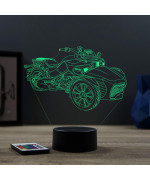 Lampe illusion 3D en verre acrylique gravée au laser représentant une moto Can-Am Spyder.