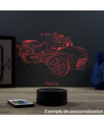 Lampe illusion 3D en verre acrylique gravée au laser représentant une moto Can-Am Spyder.