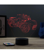Lampe illusion 3D en verre acrylique gravée au laser représentant une moto Can-Am Spyder.
