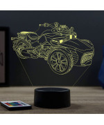 Lampe illusion 3D en verre acrylique gravée au laser représentant une moto Can-Am Spyder.