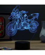 Lampe illusion 3D en verre acrylique gravée au laser représentant une moto BMW R  1250 GS.