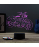 Lampe illusion 3D en verre acrylique gravée au laser représentant une moto Harley-Davidson Sportster S1250.