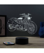 Lampe illusion 3D en verre acrylique gravée au laser représentant une moto Harley-Davidson Sportster S1250.