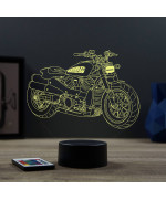 Lampe illusion 3D en verre acrylique gravée au laser représentant une moto Harley-Davidson Sportster S1250.