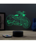 Lampe illusion 3D en verre acrylique gravée au laser représentant une moto Harley-Davidson Sportster S1250.