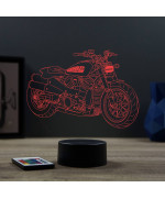 Lampe illusion 3D en verre acrylique gravée au laser représentant une moto Harley-Davidson Sportster S1250.