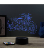 Lampe illusion 3D en verre acrylique gravée au laser représentant une moto Harley-Davidson Sportster S1250.