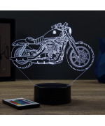 Lampe illusion 3D en verre acrylique gravée au laser représentant une moto Harley-Davidson Sportster 883 Iron.
