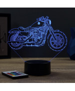 Lampe illusion 3D en verre acrylique gravée au laser représentant une moto Harley-Davidson Sportster 883 Iron.
