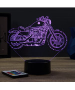 Lampe illusion 3D en verre acrylique gravée au laser représentant une moto Harley-Davidson Sportster 883 Iron.