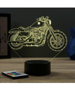 Lampe illusion 3D en verre acrylique gravée au laser représentant une moto Harley-Davidson Sportster 883 Iron.