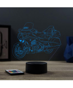 Lampe illusion 3D en verre acrylique gravée au laser représentant une moto Honda Goldwing 1800.