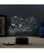 Lampe illusion 3D en verre acrylique gravée au laser représentant une moto Honda Goldwing 1800.