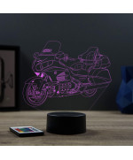 Lampe illusion 3D en verre acrylique gravée au laser représentant une moto Honda Goldwing 1800.