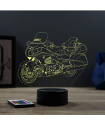 Lampe illusion 3D en verre acrylique gravée au laser représentant une moto Honda Goldwing 1800.