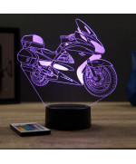 Lampe illusion 3D en verre acrylique gravée au laser représentant une moto Honda Pan European.