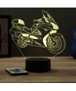 Lampe illusion 3D en verre acrylique gravée au laser représentant une moto Honda Pan European.