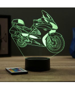 Lampe illusion 3D en verre acrylique gravée au laser représentant une moto Honda Pan European.