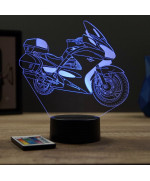 Lampe illusion 3D en verre acrylique gravée au laser représentant une moto Honda Pan European.