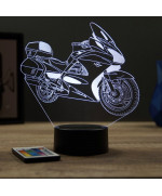 Lampe illusion 3D en verre acrylique gravée au laser représentant une moto Honda Pan European.