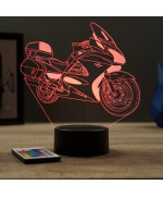 Lampe illusion 3D en verre acrylique gravée au laser représentant une moto Honda Pan European.