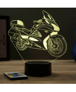 Lampe illusion 3D en verre acrylique gravée au laser représentant une moto Honda Pan European.