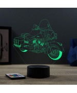 Lampe illusion 3D en verre acrylique gravée au laser représentant une moto Indian Vintage.