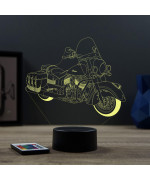 Lampe illusion 3D en verre acrylique gravée au laser représentant une moto Indian Vintage.