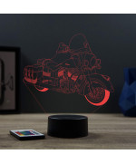 Lampe illusion 3D en verre acrylique gravée au laser représentant une moto Indian Vintage.