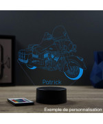 Lampe illusion 3D en verre acrylique gravée au laser représentant une moto Indian Vintage.