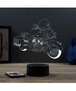 Lampe illusion 3D en verre acrylique gravée au laser représentant une moto Indian Vintage.