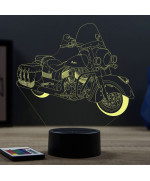 Lampe illusion 3D en verre acrylique gravée au laser représentant une moto Indian Vintage.