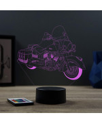 Lampe illusion 3D en verre acrylique gravée au laser représentant une moto Indian Vintage.