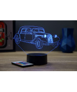 Lampe illusion 3D en verre acrylique gravée au laser représentant une voiture Citroën Traction B11 1954.