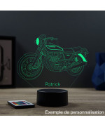 Lampe illusion 3D en verre acrylique gravée au laser représentant une moto Kawasaki Z650 B2.